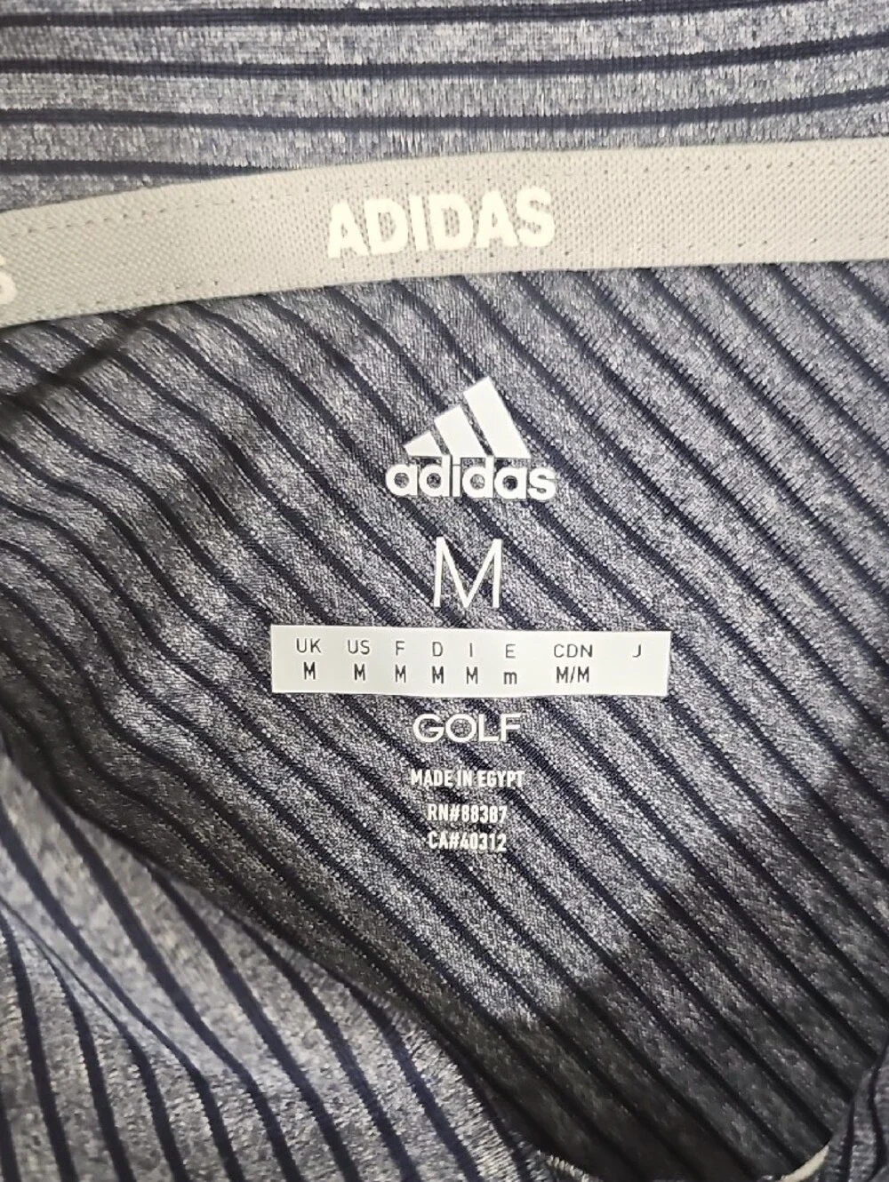adidas Men’s Navy & White Striped Polo